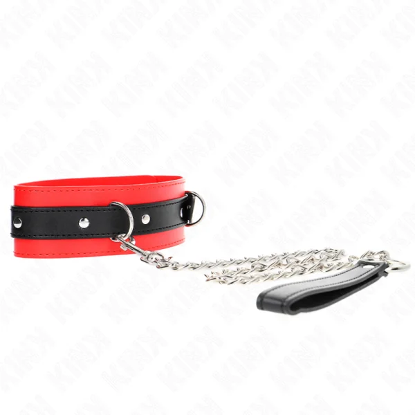 Halsband mit Gürtel 65 cm mit Riemen Rot 54 X 4,5 cm von Kink Collar & Gag kaufen | Fesselliebe