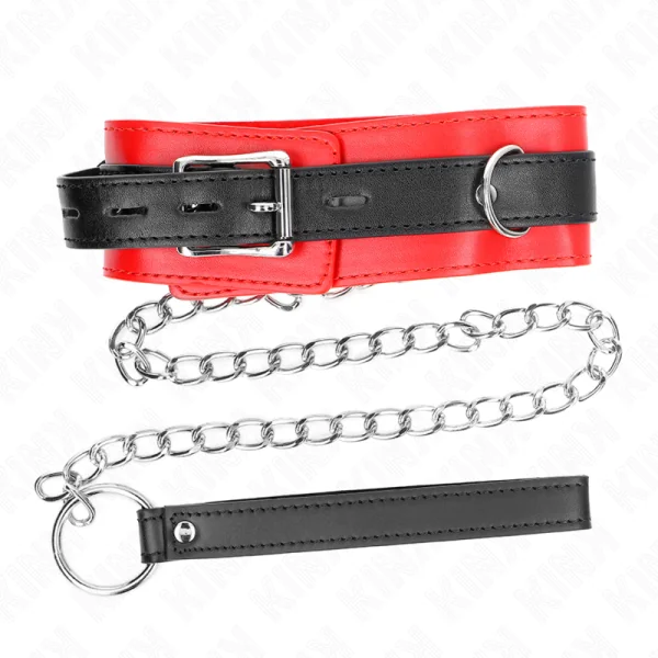 Halsband mit Gürtel 65 cm mit Riemen Rot 54 X 4,5 cm von Kink Collar & Gag kaufen | Fesselliebe
