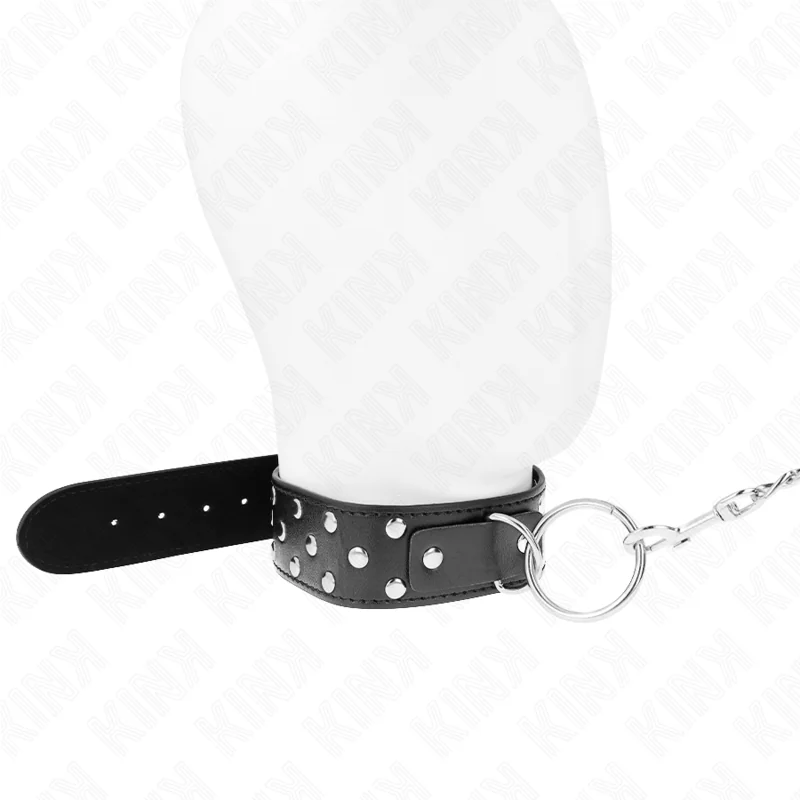 Ring Nieten Band Halskette mit Gürtel 65 cm Schwarz Verstellbar 36-50 cm X 3,8 cm von Kink Collar & Gag kaufen | Fesselliebe 2