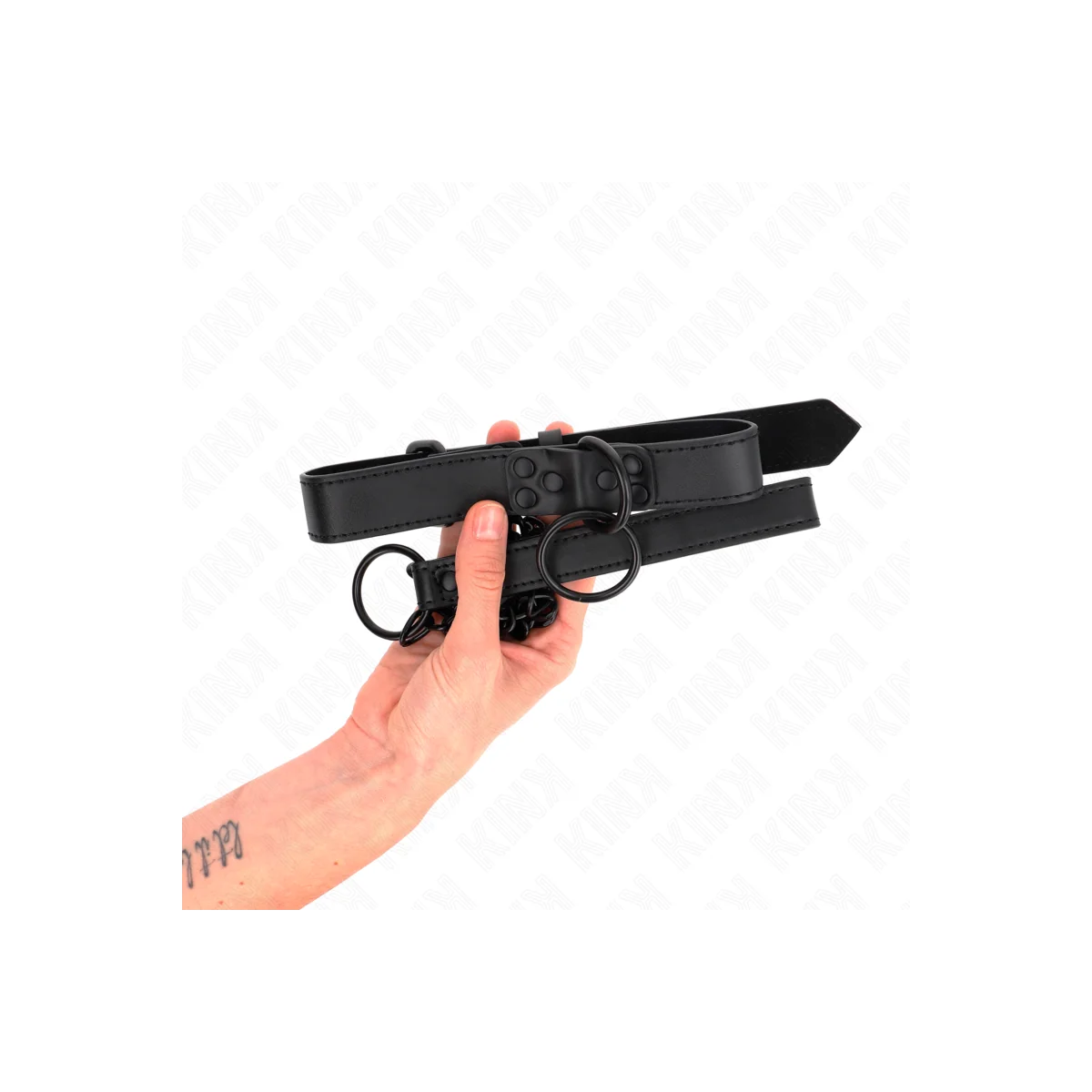 Halsband mit Dunkler Leine 65 cm Verstellbar 37-54 cm X 3 cm von Kink Collar & Gag kaufen | Fesselliebe