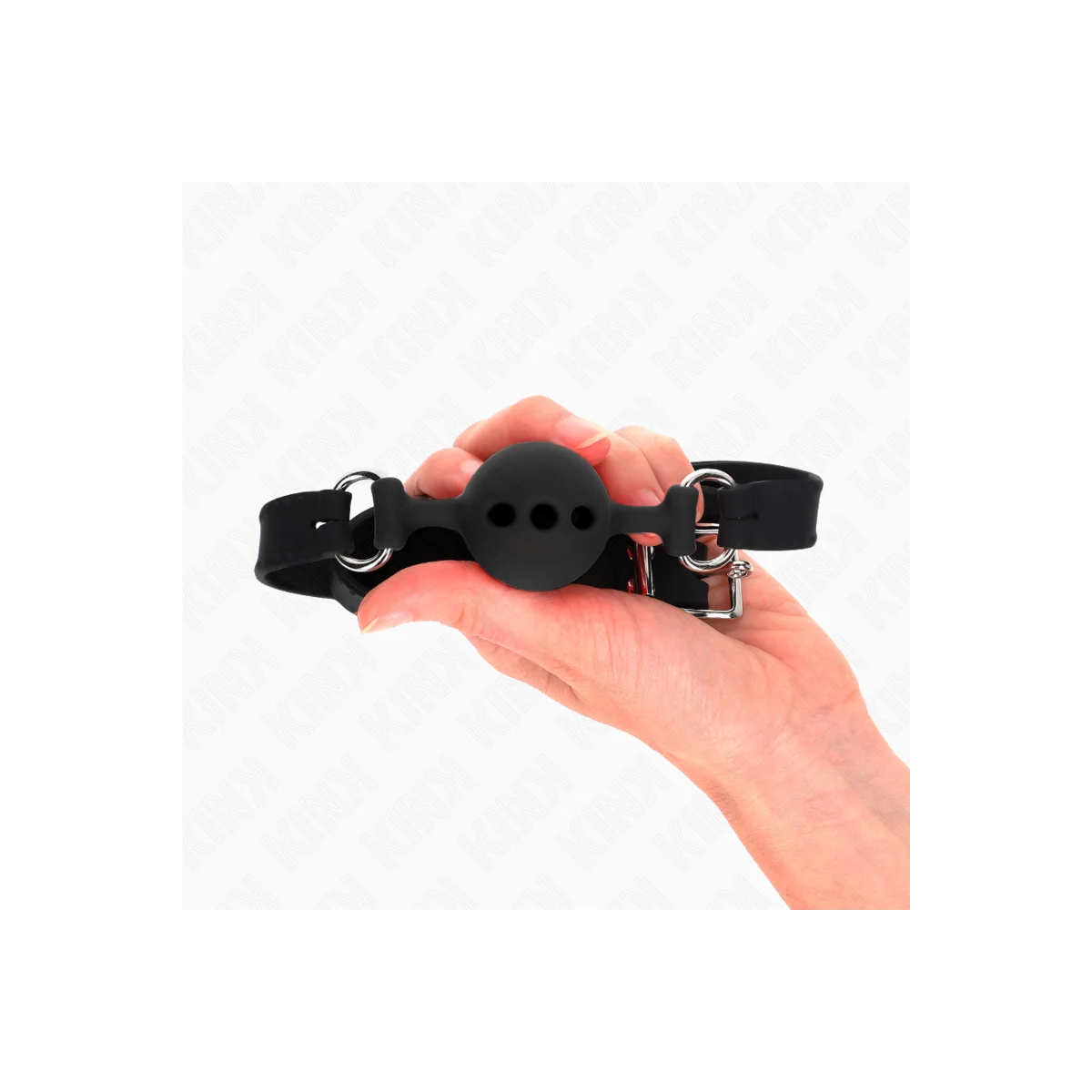 Vollsilikon-Klappen 55 X 2 cm mit 4 cm Kugel Größe S Schwarz Verstellbar 35-51 cm von Kink Collar & Gag kaufen | Fesselliebe