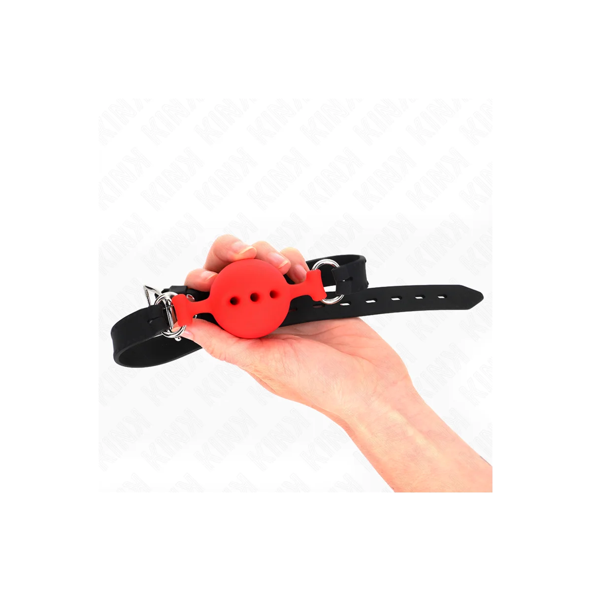 Vollsilikon-Klappen 55 X 2 cm mit 4,5 cm Kugel Größe M Rot Verstellbar 35-51 cm von Kink Collar & Gag kaufen | Fesselliebe