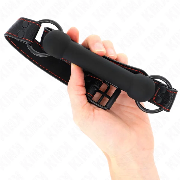 Knochengag mit Kunstledergurt Schwarz Verstellbar 41-57 cm von Kink Collar & Gag kaufen | Fesselliebe