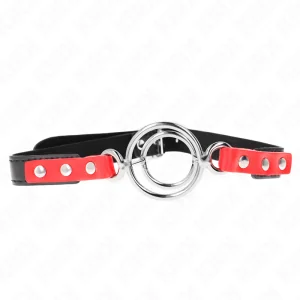 Knebel mit mehreren O-Ringen 4 / 4,8 cm Rot 38 X 56 cm von Kink Collar & Gag kaufen | Fesselliebe