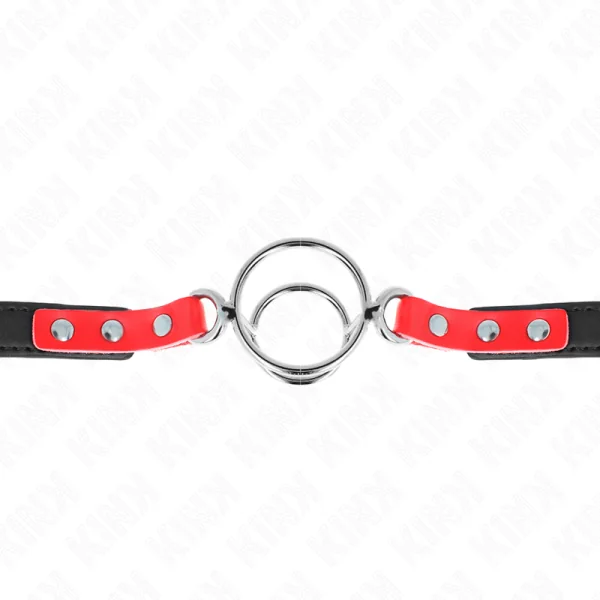 Knebel mit mehreren O-Ringen 4 / 4,8 cm Rot 38 X 56 cm von Kink Collar & Gag kaufen | Fesselliebe