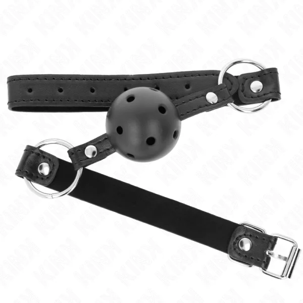 Hohlharter Schwarzer Ball 4,5 cm Gag Modell 1 63,5 X 2 cm von Kink Collar & Gag kaufen | Fesselliebe
