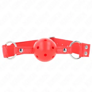 Kompletter Roter Hohlballknebel 62 X 2 cm von Kink Collar & Gag kaufen | Fesselliebe