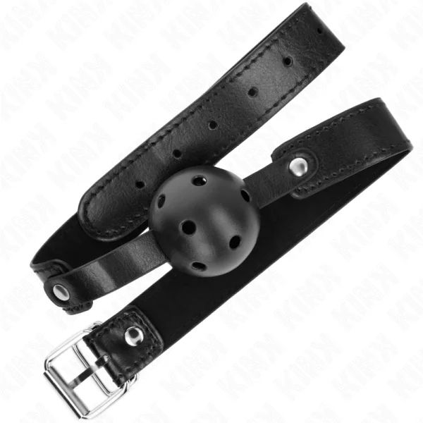Schwarzer Atmungsaktiver Ball 4,5 cm Knebel 65 X 2,5 cm von Kink Collar & Gag kaufen | Fesselliebe