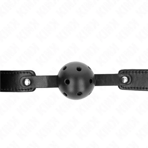 Schwarzer Atmungsaktiver Ball 4,5 cm Knebel 65 X 2,5 cm von Kink Collar & Gag kaufen | Fesselliebe