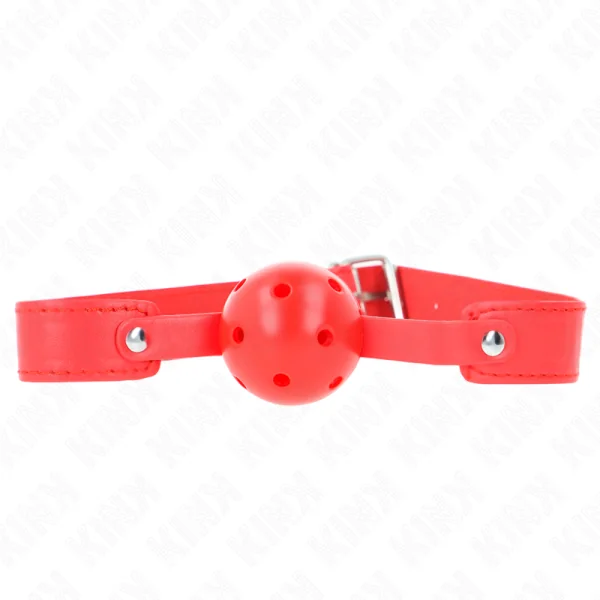 Roter Atmungsaktiver Ball 4,5 cm Knebel 65 X 2,5 cm von Kink Collar & Gag kaufen | Fesselliebe