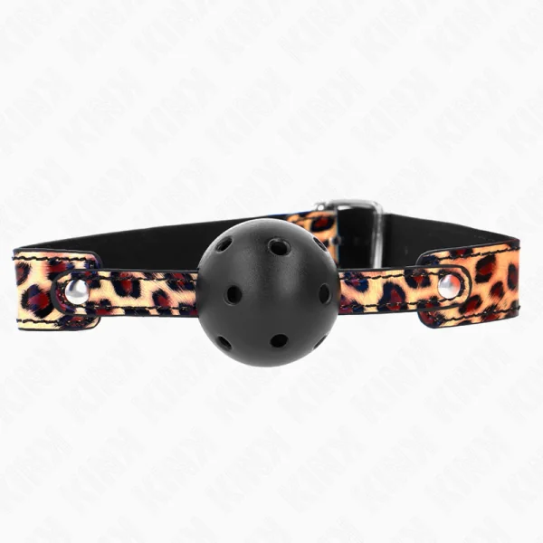 Leopard Atmungsaktiver Ball 4,5 cm Gag 65 X 2,5 cm von Kink Collar & Gag kaufen | Fesselliebe