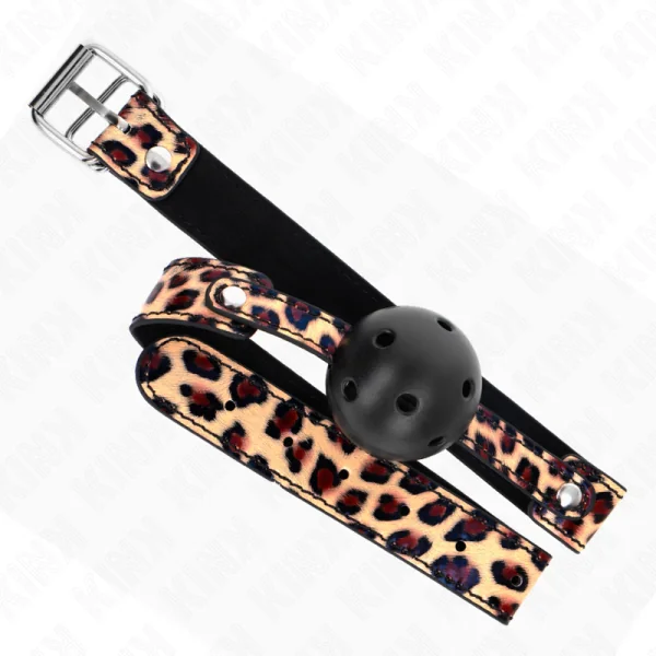 Leopard Atmungsaktiver Ball 4,5 cm Gag 65 X 2,5 cm von Kink Collar & Gag kaufen | Fesselliebe