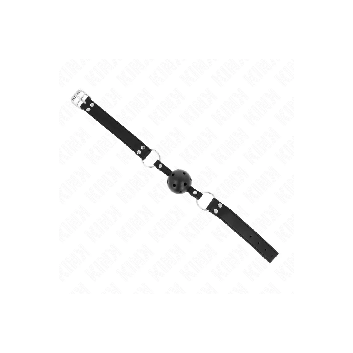 Atmungsaktiver Ball 4 cm Knebel mit Doppelniet Modell 1 Schwarz 62,5 X 2,5 cm Verstellbar 42-58 cm von Kink Collar & Gag kaufen | Fesselliebe