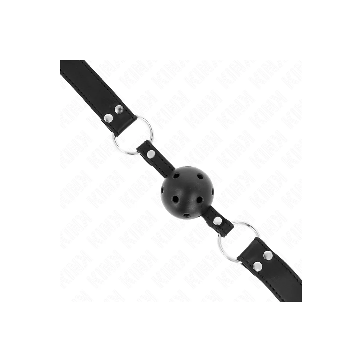 Atmungsaktiver Ball 4 cm Knebel mit Doppelniet Modell 1 Schwarz 62,5 X 2,5 cm Verstellbar 42-58 cm von Kink Collar & Gag kaufen | Fesselliebe