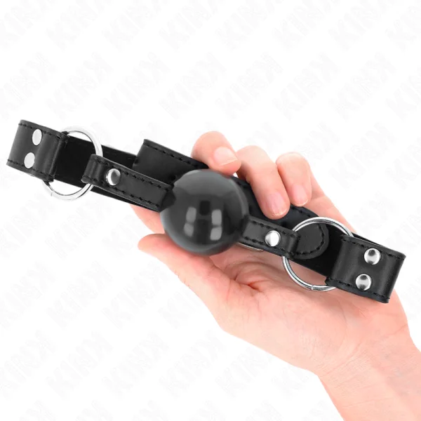Weicher und Fester Kugelkopf 4 cm mit Kunstlederband 62 X 2,5 cm Verstellbar 42-58 cm von Kink Collar & Gag kaufen | Fesselliebe