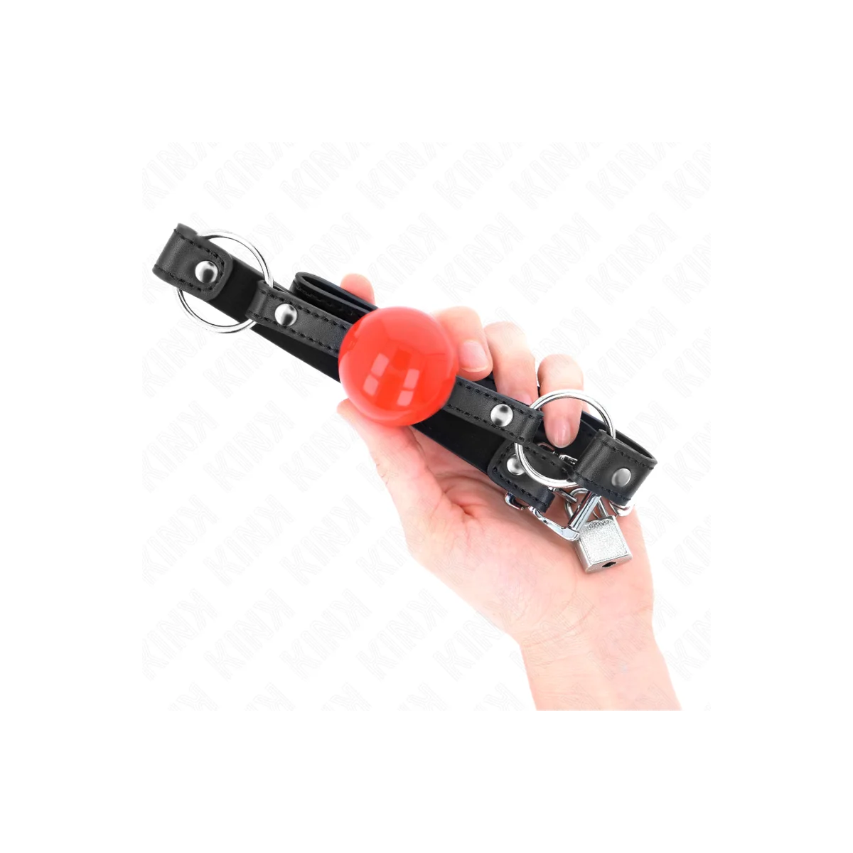 Ball 4 cm Knebel mit Schloss Roter Ball Schwarzer Gurt 60 X 2 cm von Kink Collar & Gag kaufen | Fesselliebe