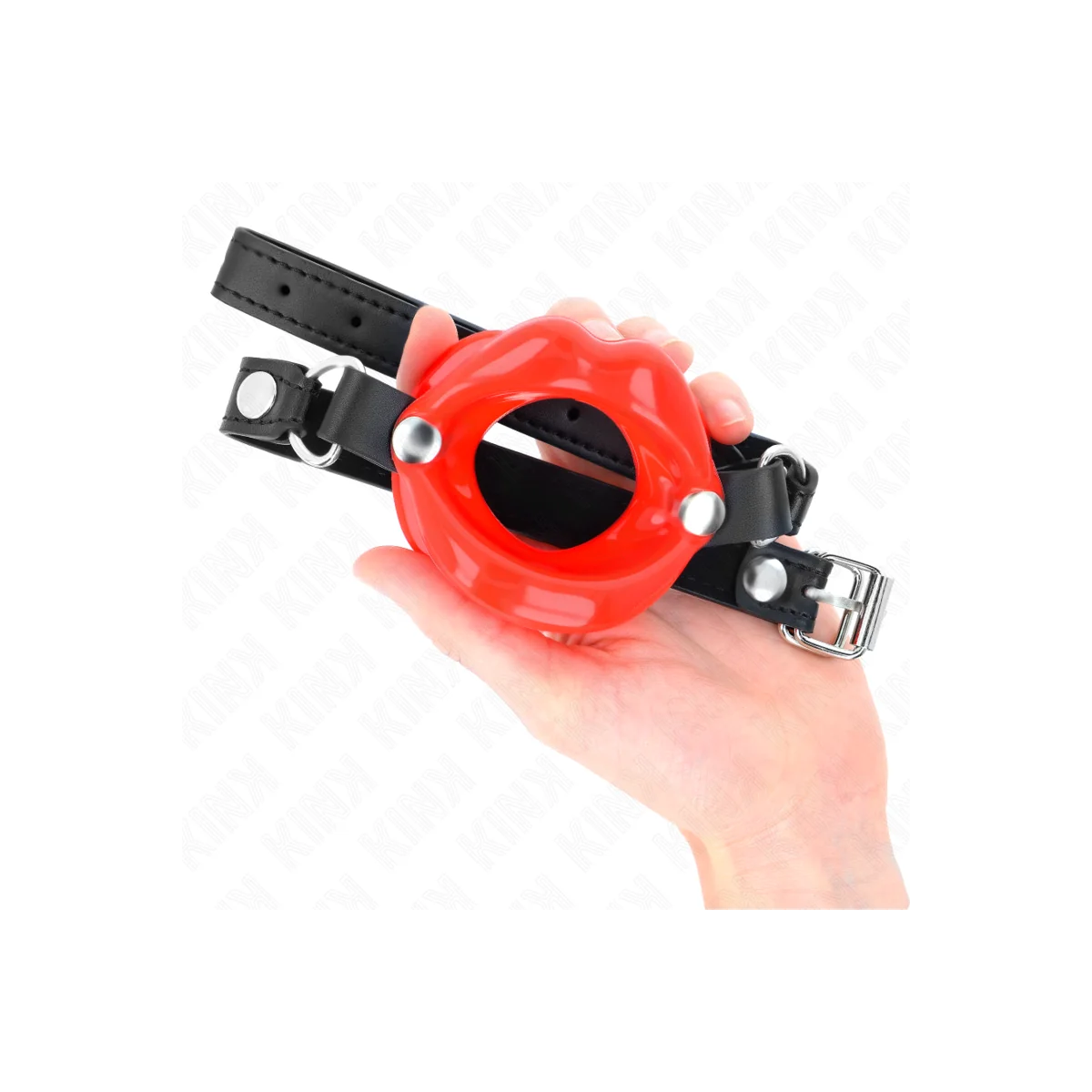 Lip 8 cm Knebel mit Rotem Kunstlederband 63 X 2 cm Verstellbar 39-58 cm von Kink Collar & Gag kaufen | Fesselliebe