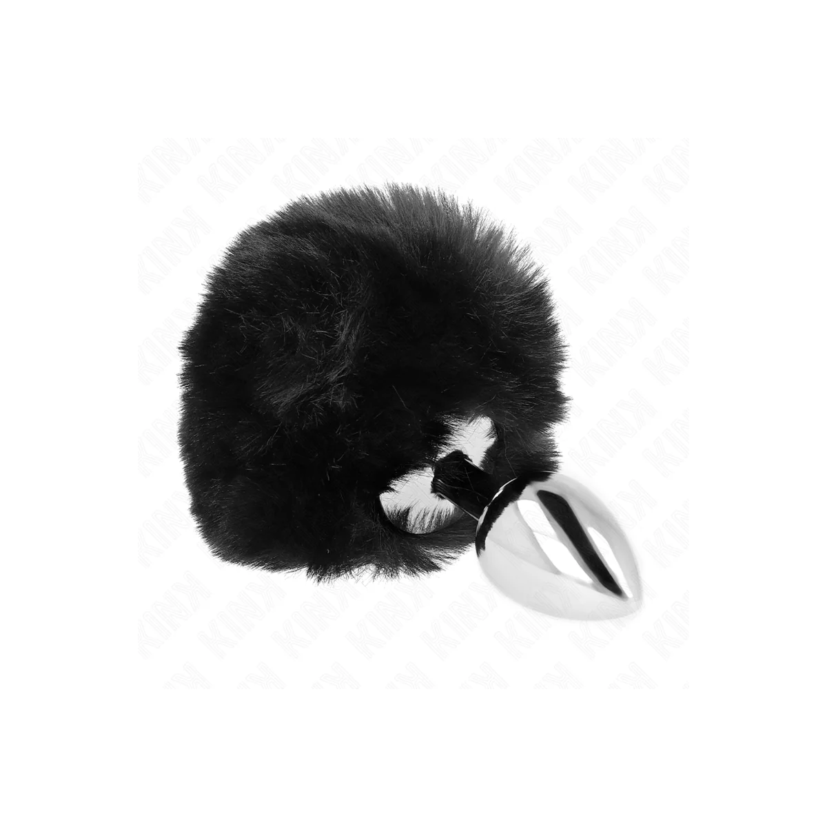 Edelstahl-Plug 7 X 3 cm mit Schwarzem Kaninchenschwanz aus Kunstfell 8 cm von Kink Pleasure Plugs kaufen | Fesselliebe