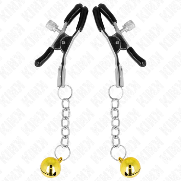 Goldene Jingle Bell Anhänger-Nippelklammern 6 cm von Kink Nipple Grip kaufen | Fesselliebe