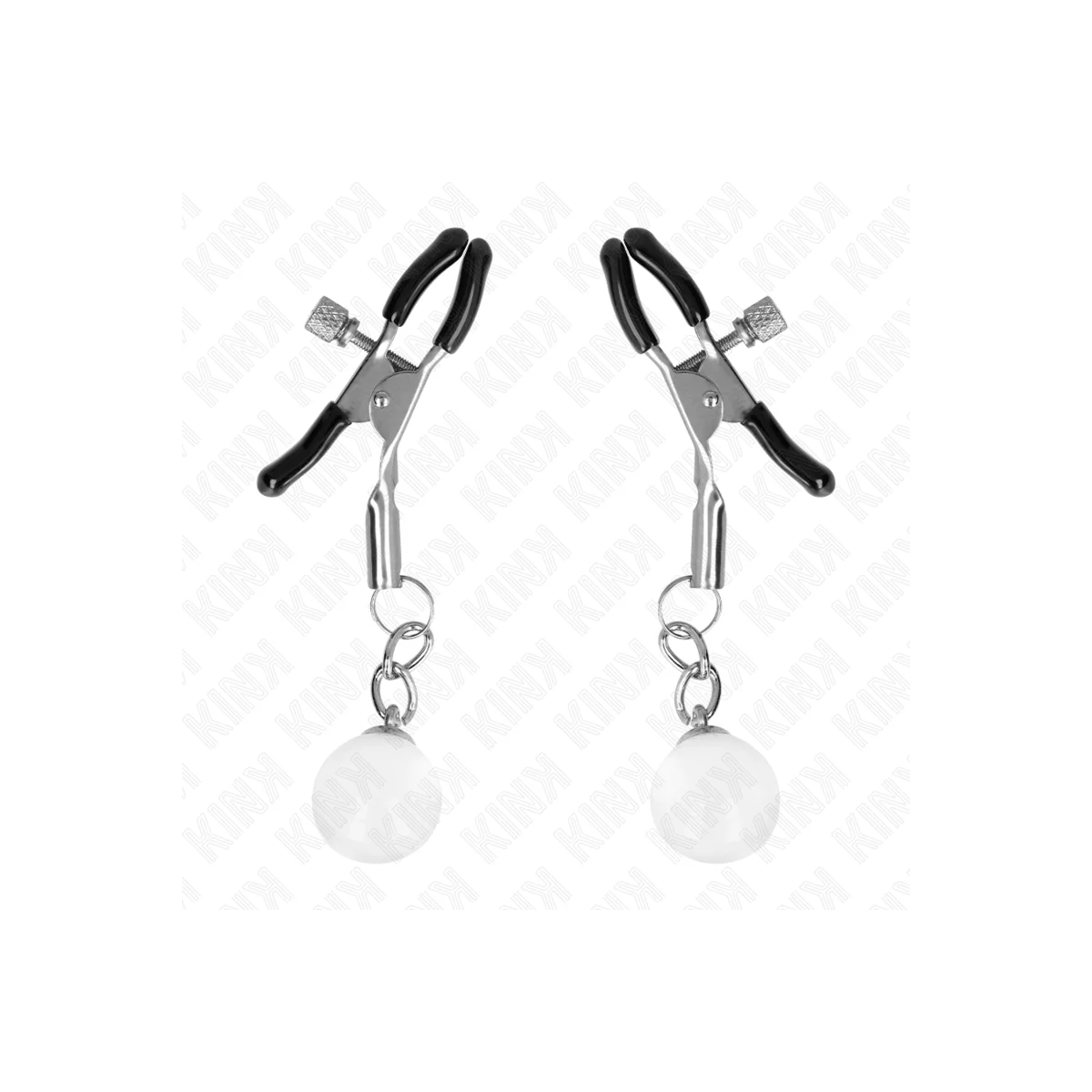 Glasperlen-Nippelklammern Silber 6 cm von Kink Nipple Grip kaufen | Fesselliebe