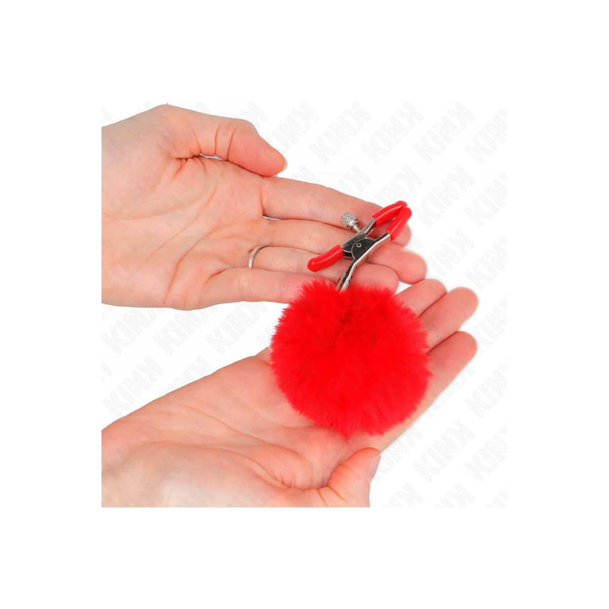 Kunstfellball-Nippelklammer Rot 6 cm von Kink Nipple Grip kaufen | Fesselliebe