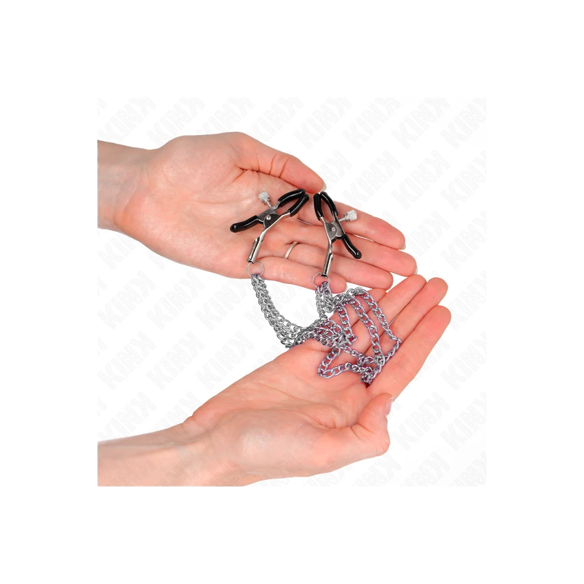 Nippelklemmen mit 3 Ketten Silber 20/23/28 cm von Kink Nipple Grip kaufen | Fesselliebe