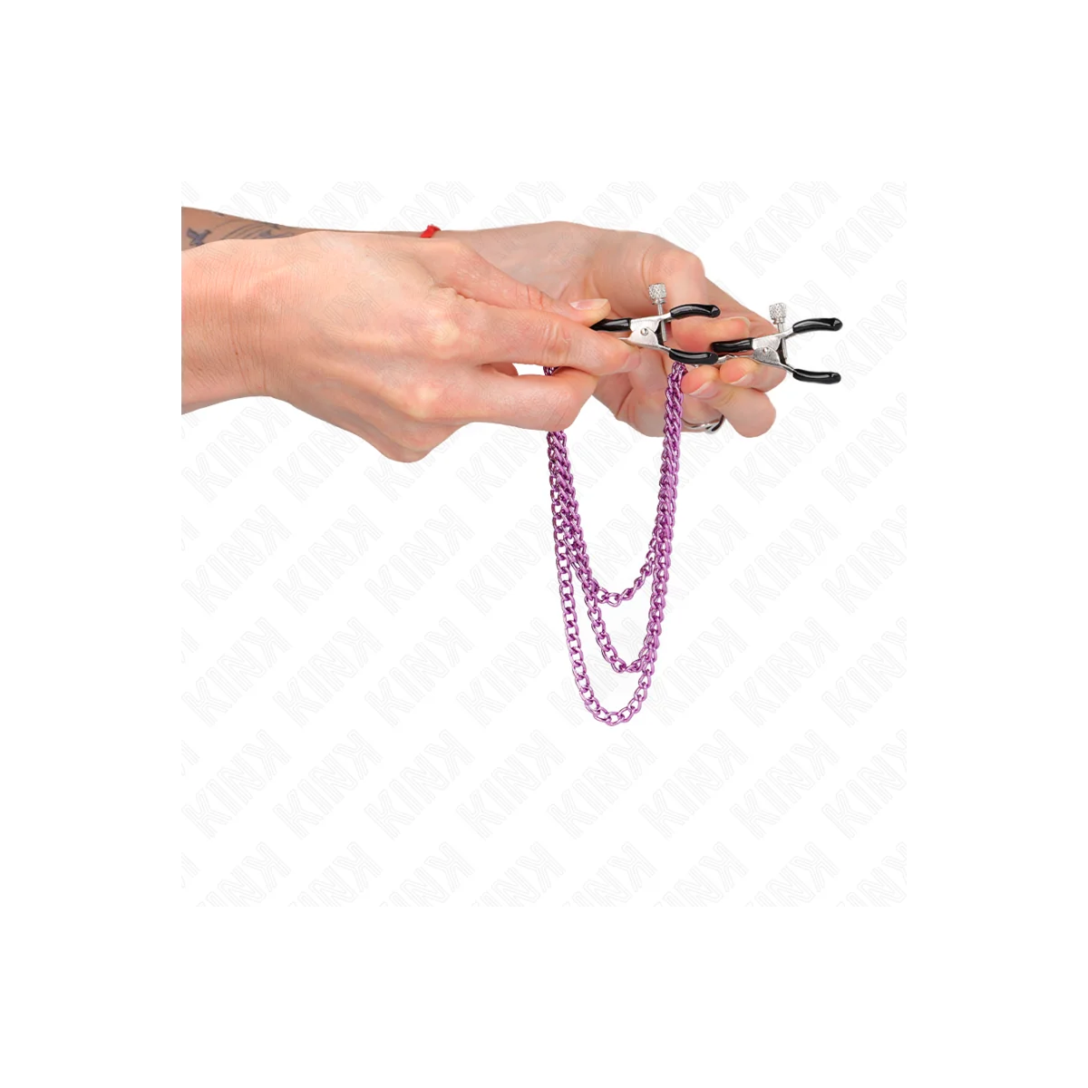 Nippelklemmen mit 3 Ketten Lila 20/23/28 cm von Kink Nipple Grip kaufen | Fesselliebe
