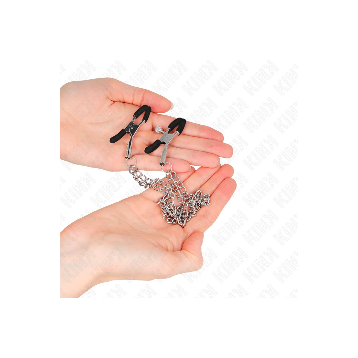 Nippelklemmen mit 2 Dicken Ketten Silber 20/23 cm von Kink Nipple Grip kaufen | Fesselliebe
