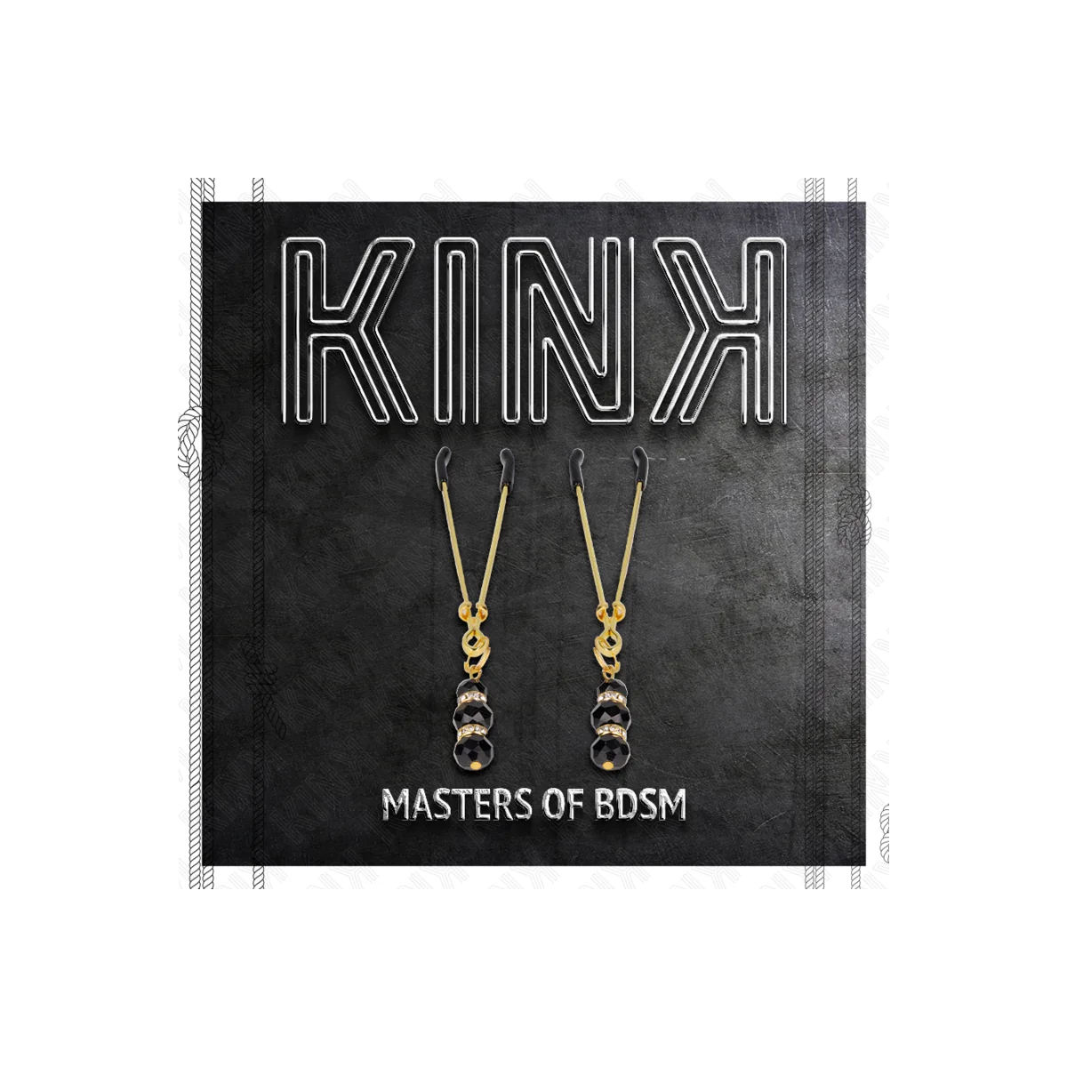 Goldene Dünne Nippelklemmen mit 3 Schwarzen Glasperlen 7 cm von Kink Nipple Grip kaufen | Fesselliebe