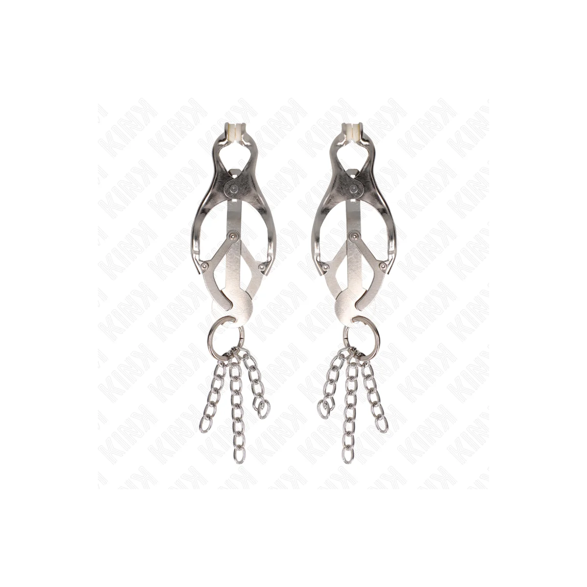 Japanische Kleeblatt-Nippelklammern mit Kleinen Ketten Silber von Kink Nipple Grip kaufen | Fesselliebe
