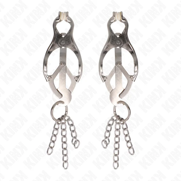 Japanische Kleeblatt-Nippelklammern mit Kleinen Ketten Silber von Kink Nipple Grip kaufen | Fesselliebe