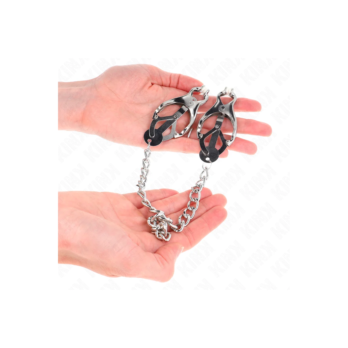 Japanische Kleeblatt-Nippelklammern mit Kette Silber 30 cm von Kink Nipple Grip kaufen | Fesselliebe
