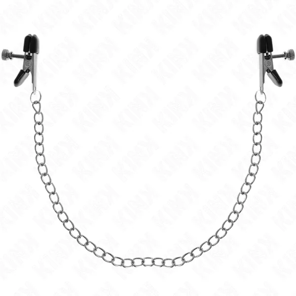 FLACHE KETTE NIPPELKLEMMEN SILBER 34 CM VON KINK NIPPLE GRIP
