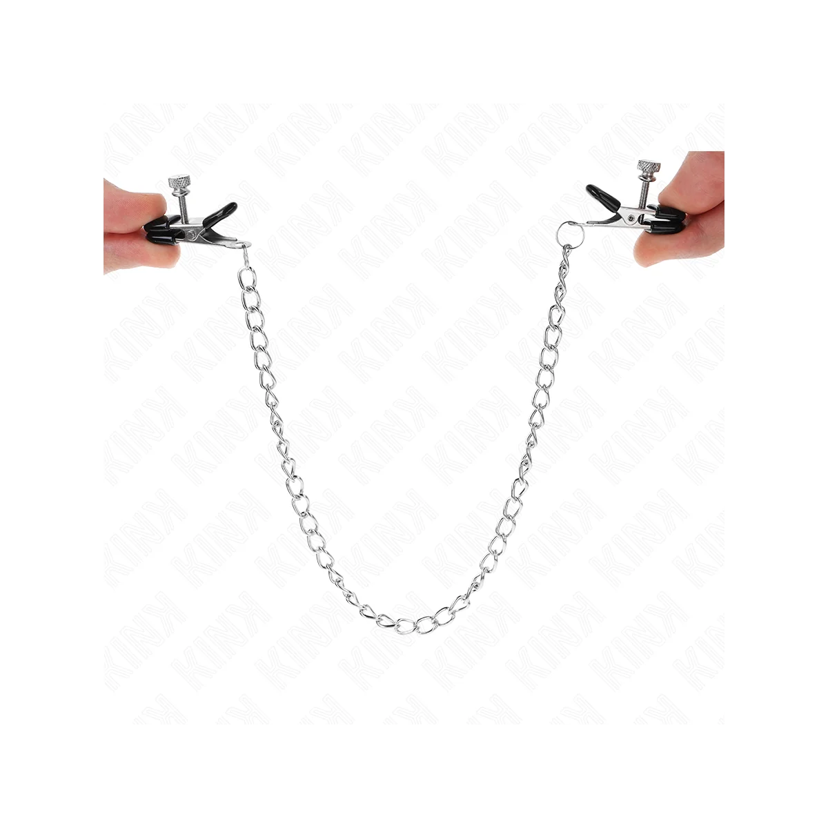 FLACHE KETTE NIPPELKLEMMEN SILBER 34 CM VON KINK NIPPLE GRIP