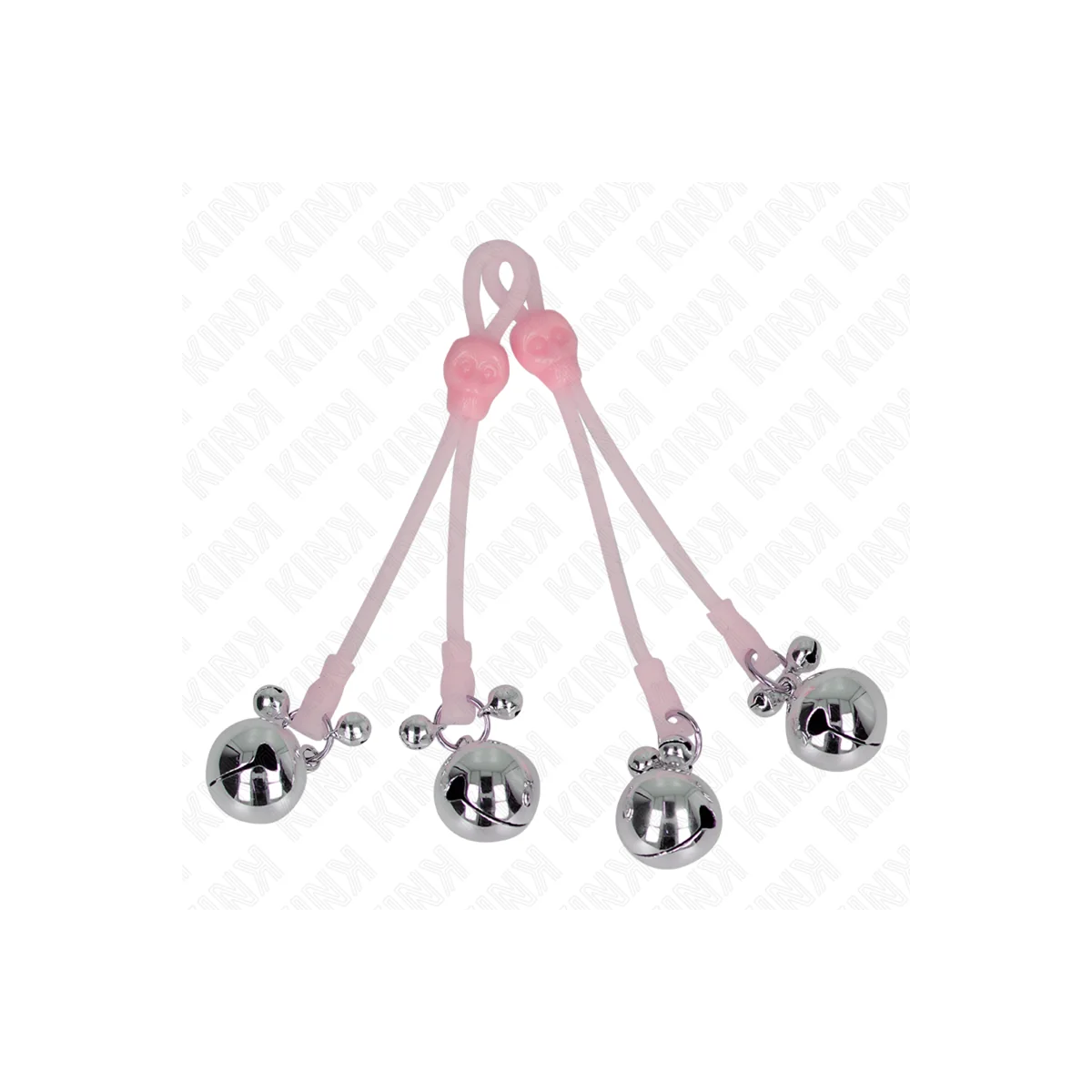Leuchtende Totenkopf-Nippelklammern mit Ringglöckchen Verstellbar Rosa/Silber von Kink Nipple Grip kaufen | Fesselliebe