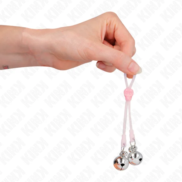 Leuchtende Totenkopf-Nippelklammern mit Ringglöckchen Verstellbar Rosa/Silber von Kink Nipple Grip kaufen | Fesselliebe