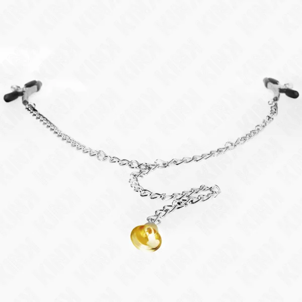 Kette Nippelklemmen mit Hornanhänger 30 cm von Kink Nipple Grip kaufen | Fesselliebe