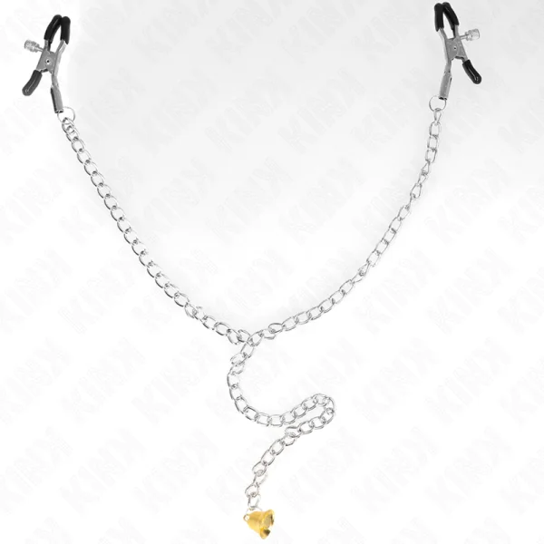 Kette Nippelklemmen mit Hornanhänger 30 cm von Kink Nipple Grip kaufen | Fesselliebe