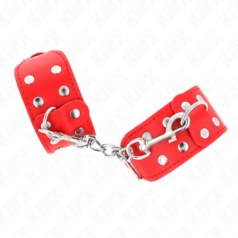 Armbänder mit Doppelter Reihe Verstellbarer Nieten Rot von Kink Wrist Restraint kaufen | Fesselliebe 2