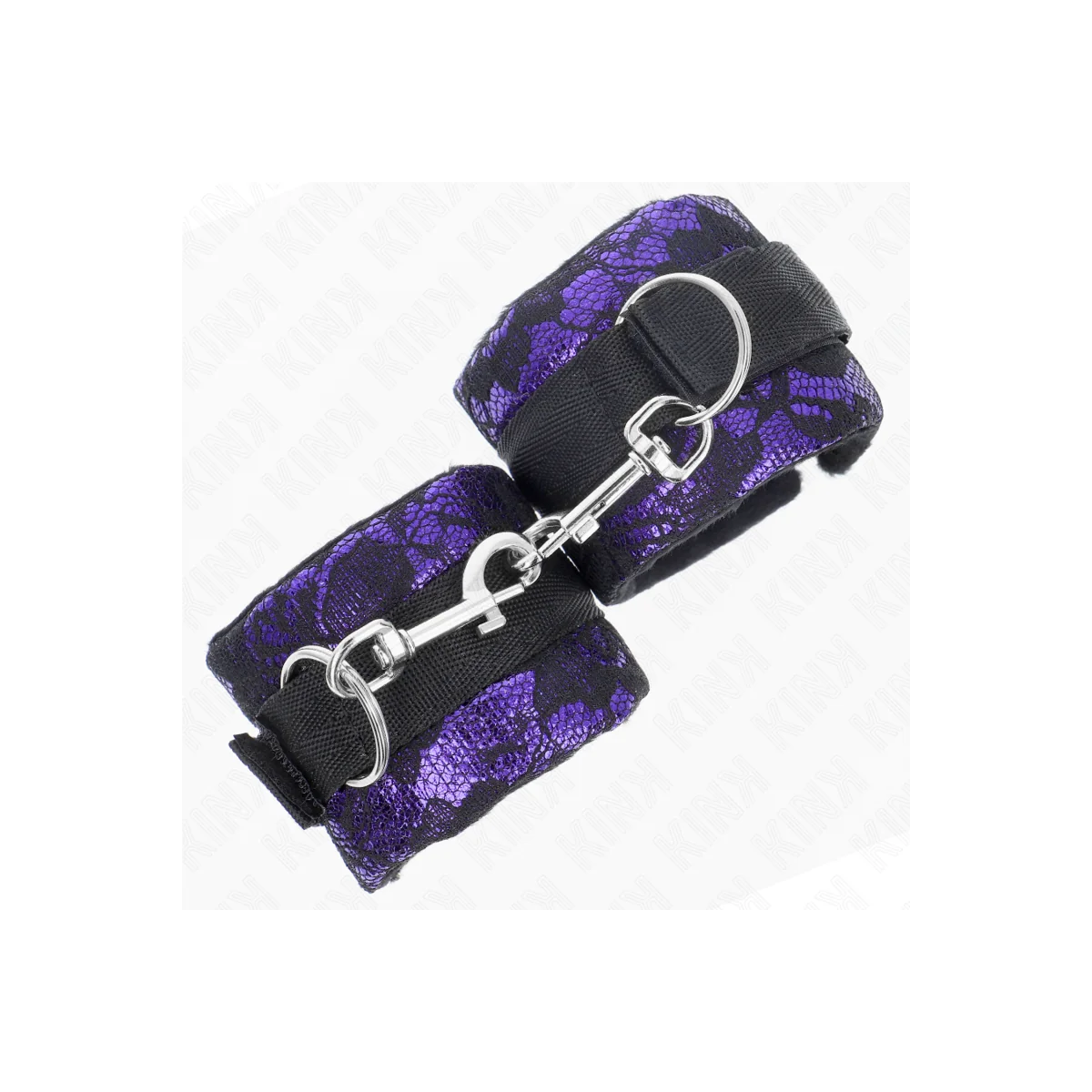 Kurze Handgelenksfesseln aus Samtspitze und Nylonbindung Lila/Schwarz 23 X 6,5 cm von Kink Wrist Restraint kaufen | Fesselliebe