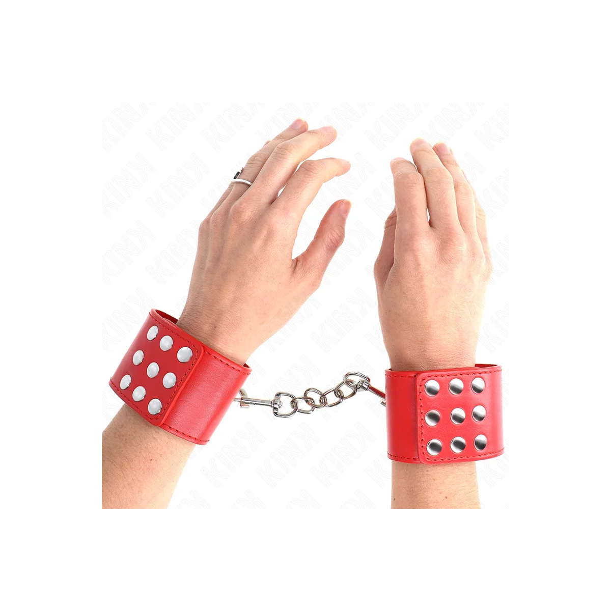 Handgelenkfesseln mit Druckverschluss Rot Verstellbar 19-24 cm X 5,5 cm von Kink Wrist Restraint kaufen | Fesselliebe