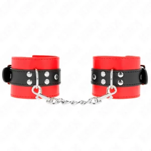 Handgelenkfesseln Rot mit Schwarzem Gürtel Verstellbar 17-28 cm X 6 cm von Kink Wrist Restraint kaufen | Fesselliebe