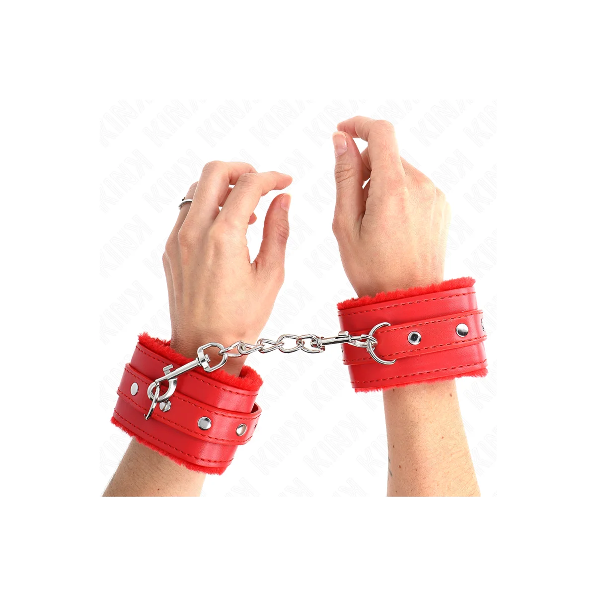 Premium Handgelenkfesseln Rot mit Rotem Gürtel Verstellbar 17-29 cm X 6 cm von Kink Wrist Restraint kaufen | Fesselliebe