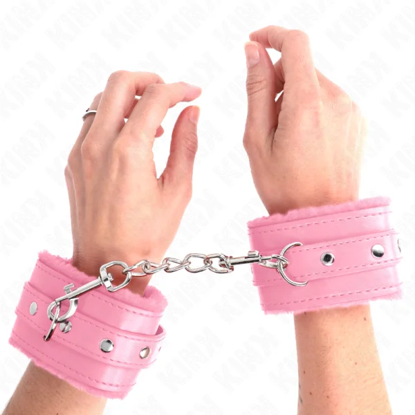 Premium Handgelenkfesseln Rosa mit Rosa Gürtel Verstellbar 17-29 cm X 6 cm von Kink Wrist Restraint kaufen | Fesselliebe