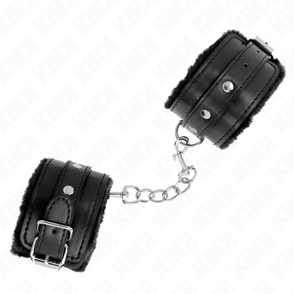 Premium Handgelenkfesseln Schwarz mit Schwarzem Gürtel Verstellbar 17-29 cm X 6 cm von Kink Wrist Restraint kaufen | Fesselliebe