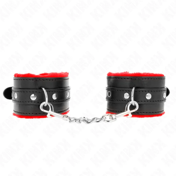 Premium Handgelenkfesseln Rot mit Schwarzem Gürtel Verstellbar 17-29 cm X 6 cm von Kink Wrist Restraint kaufen | Fesselliebe