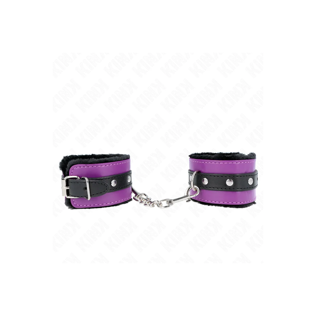 Premium Handgelenkfesseln Schwarz mit Lila / Schwarzer Gürtel Verstellbar 17-29 cm X 6 cm von Kink Wrist Restraint kaufen | Fesselliebe