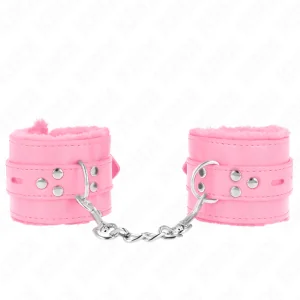 Handgelenkfesseln mit Quadratischen Löchern, Rosa und Rosa Gürtel, Verstellbar 17-29 cm X 6 cm von Kink Wrist Restraint kaufen | Fesselliebe