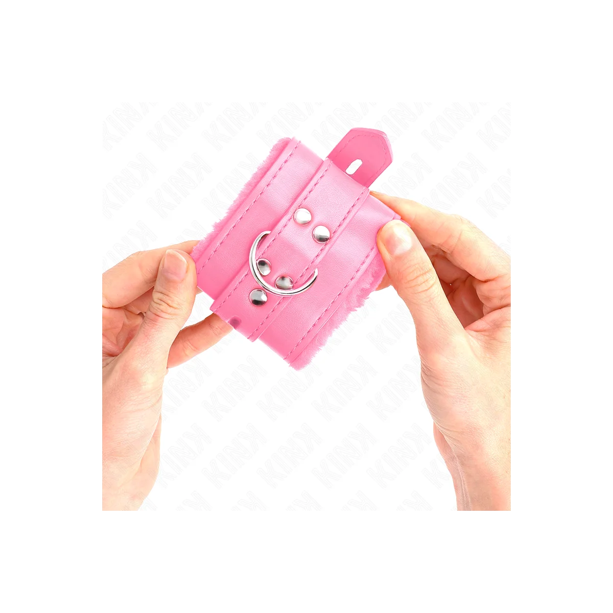 Handgelenkfesseln mit Quadratischen Löchern, Rosa und Rosa Gürtel, Verstellbar 17-29 cm X 6 cm von Kink Wrist Restraint kaufen | Fesselliebe