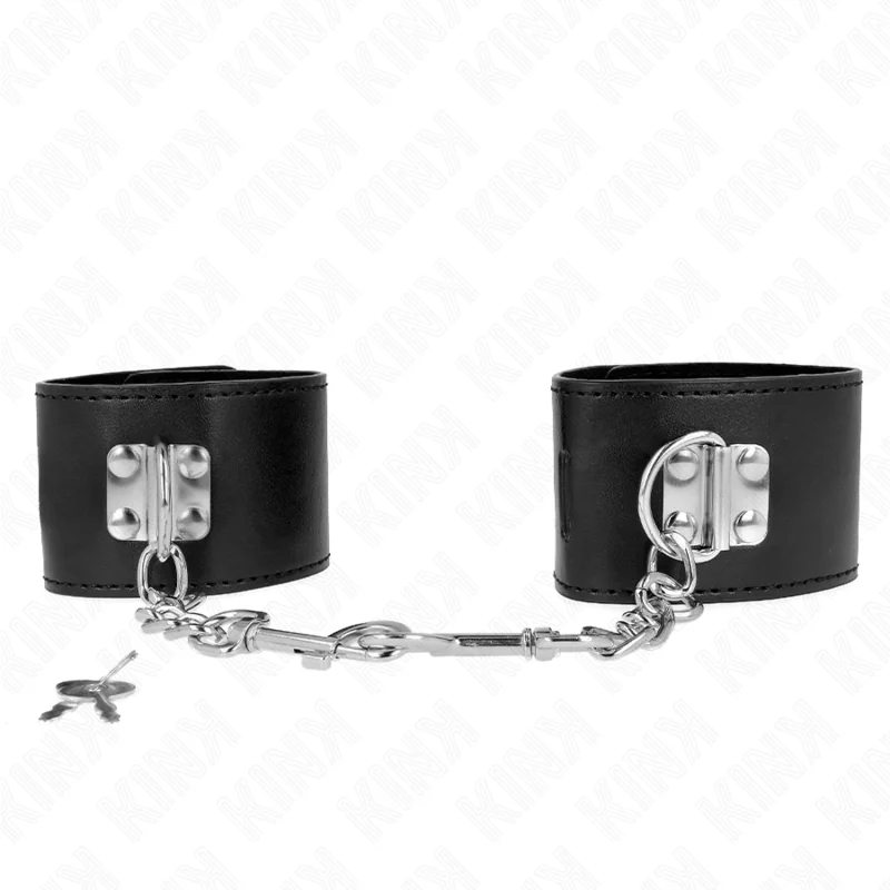 Handgelenkfesseln mit Vorhängeschloss Verschluss Schwarz Verstellbar 16-23 cm X 5,5 cm von Kink Wrist Restraint kaufen | Fesselliebe